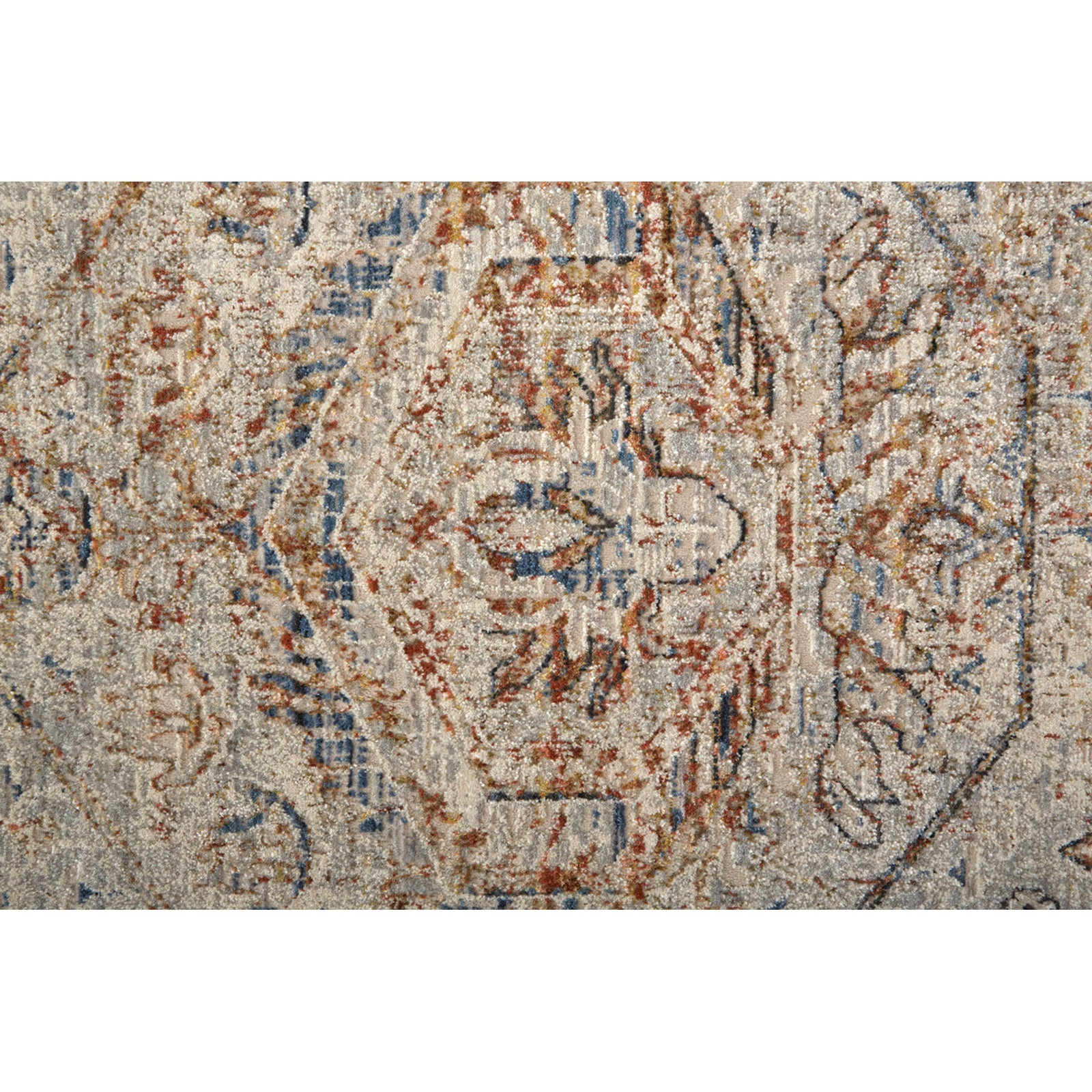 Feizy Kaia 39GJF Transitional Medallion in Tan/Orange/Red
