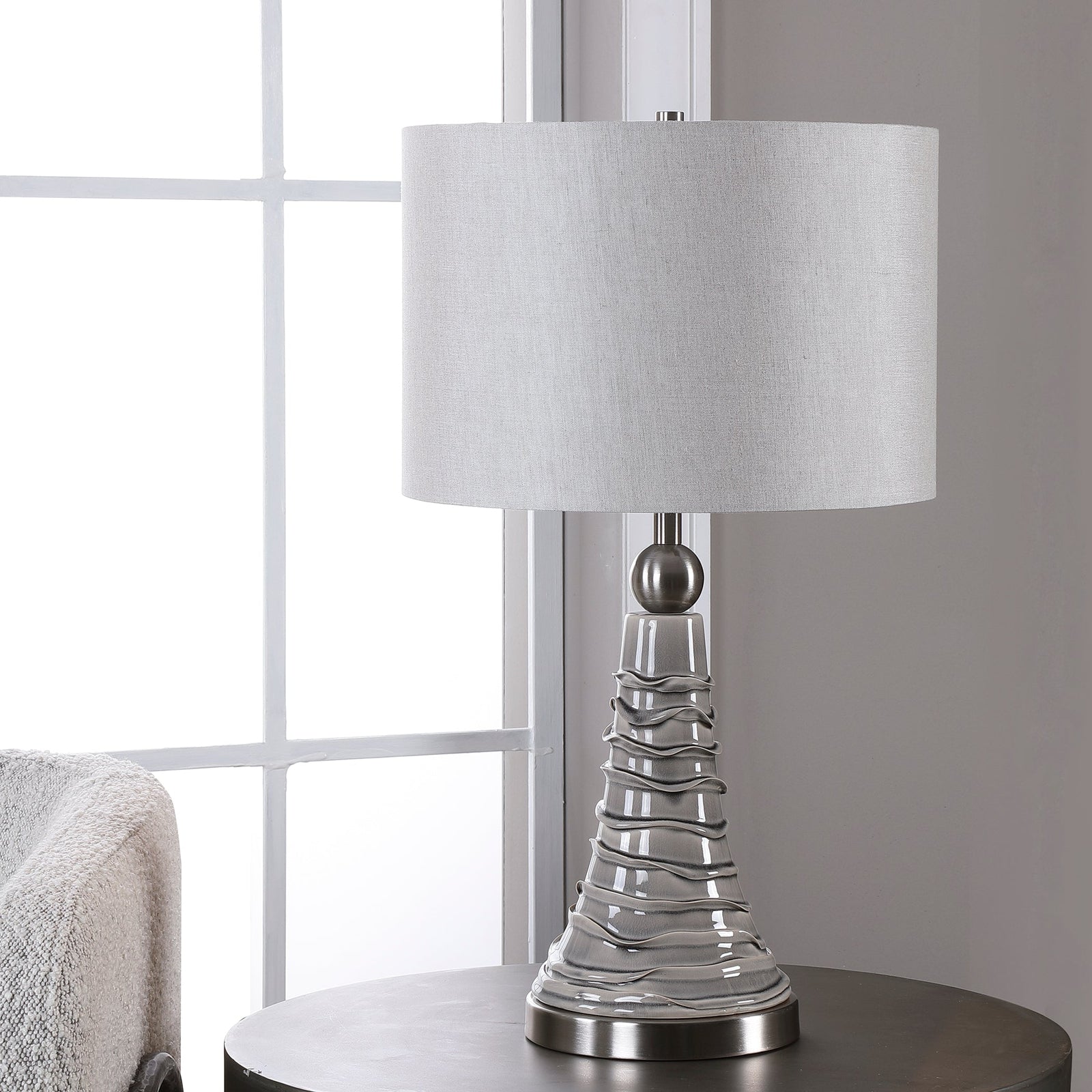 Modern Accents Wavy Lines Ceramic Table Lamp