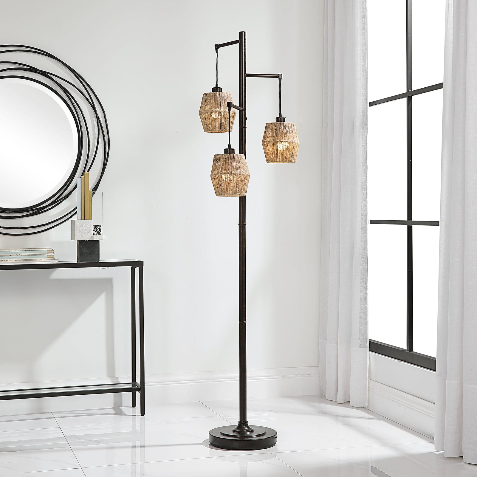 Modern Accents Bronze & Rope Floor Lamp
