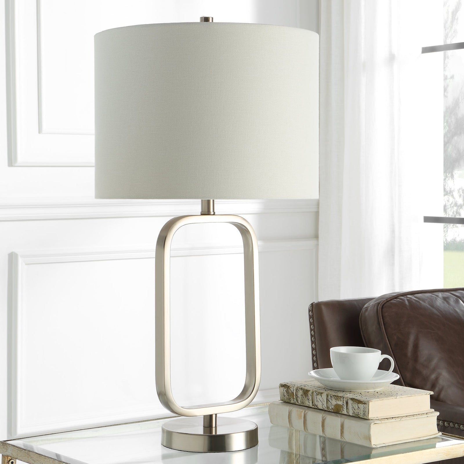 Modern Accents Rectangular Metal Base Table Lamp