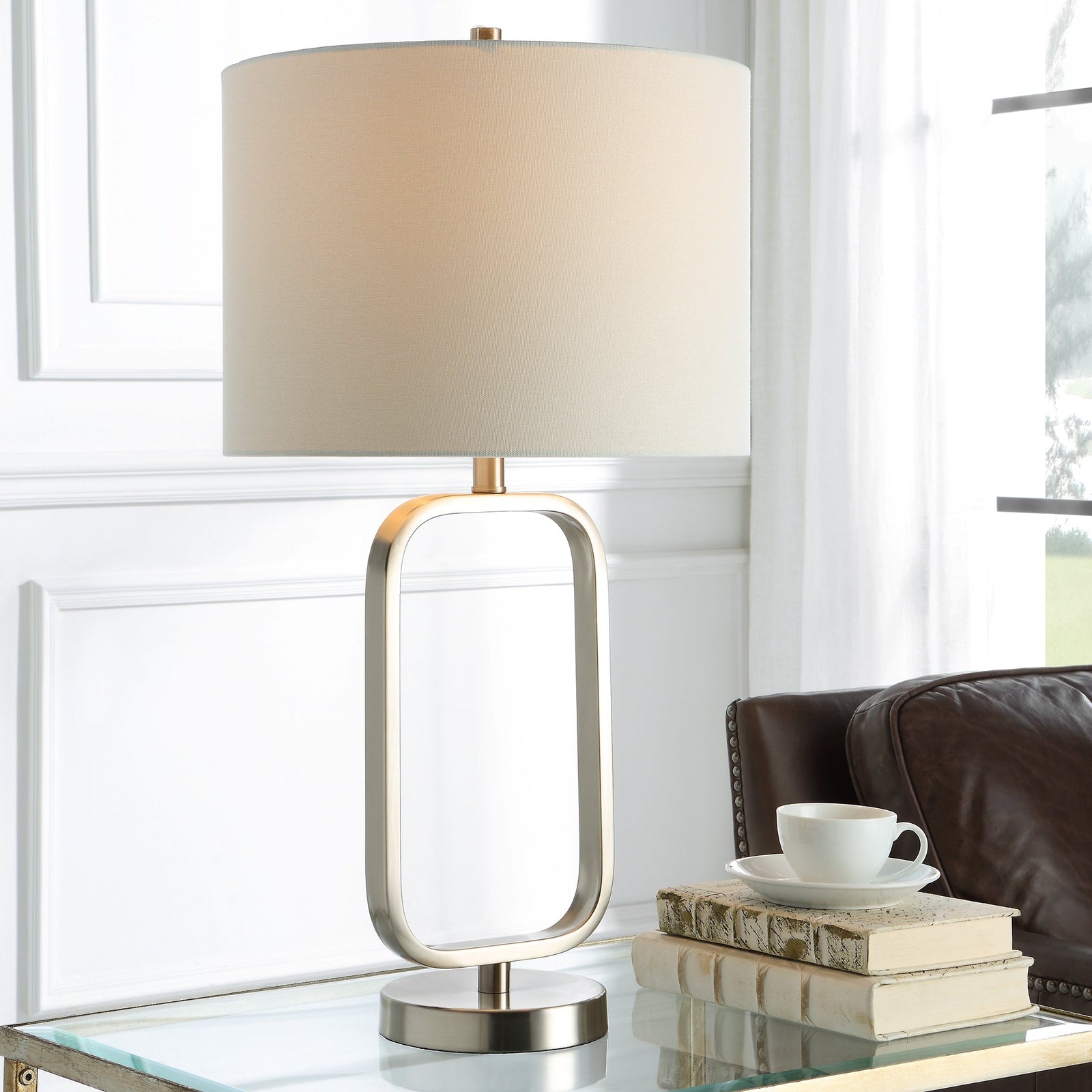 Modern Accents Rectangular Metal Base Table Lamp