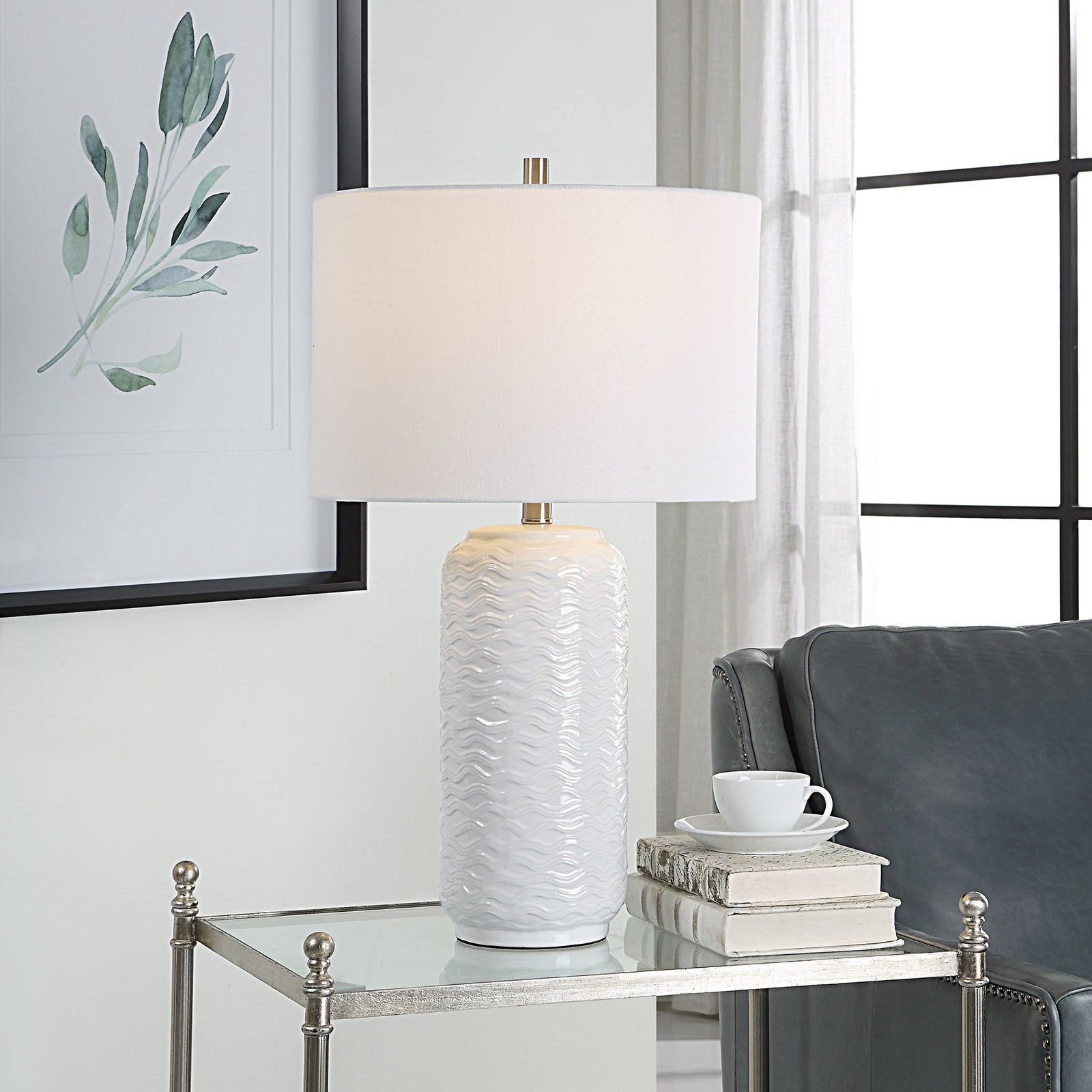 Modern Accents Wave Pattern Ceramic Table Lamp
