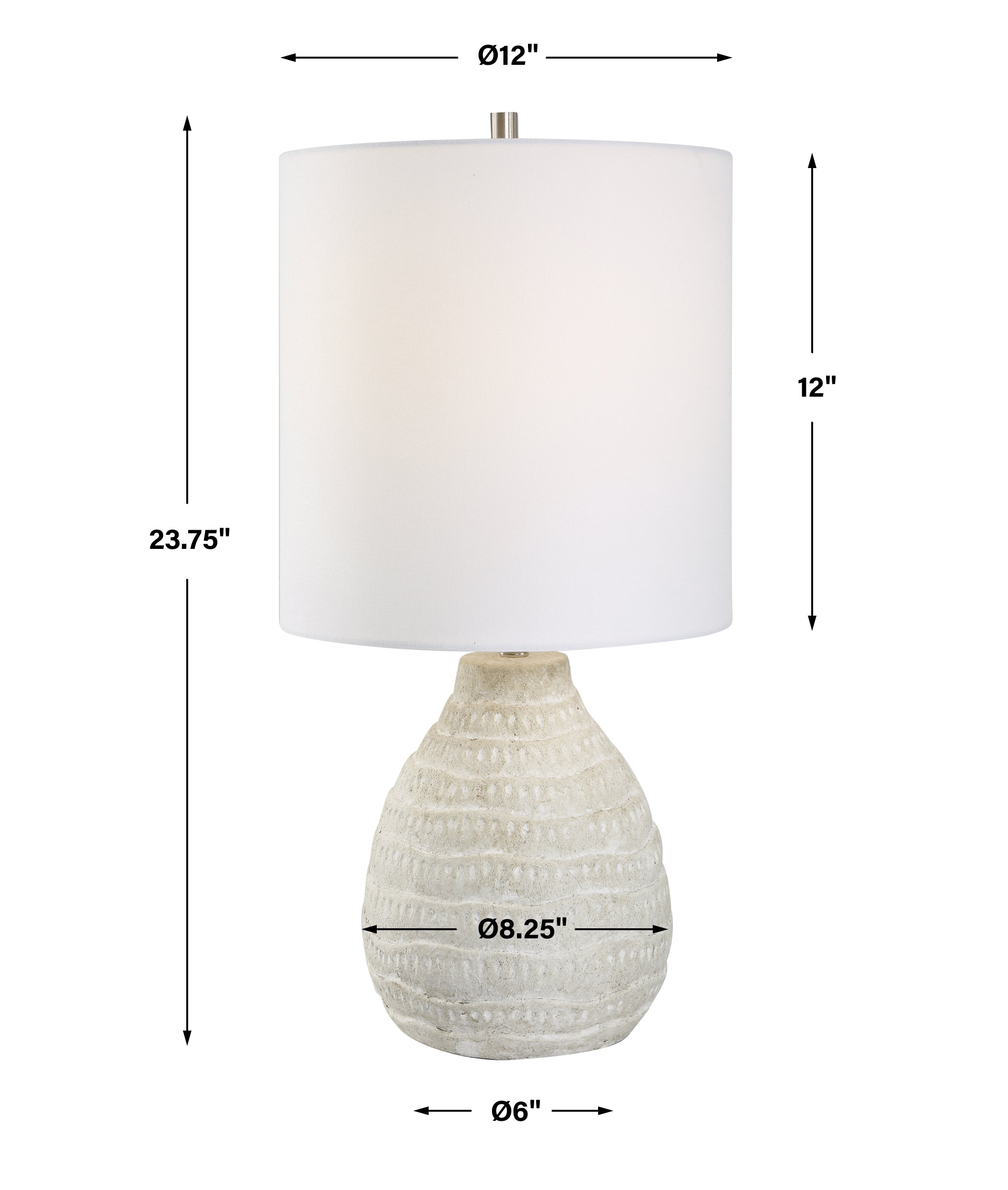 Modern Accents Textured Organic Shaped Porcelain Ceramic Table Lamp