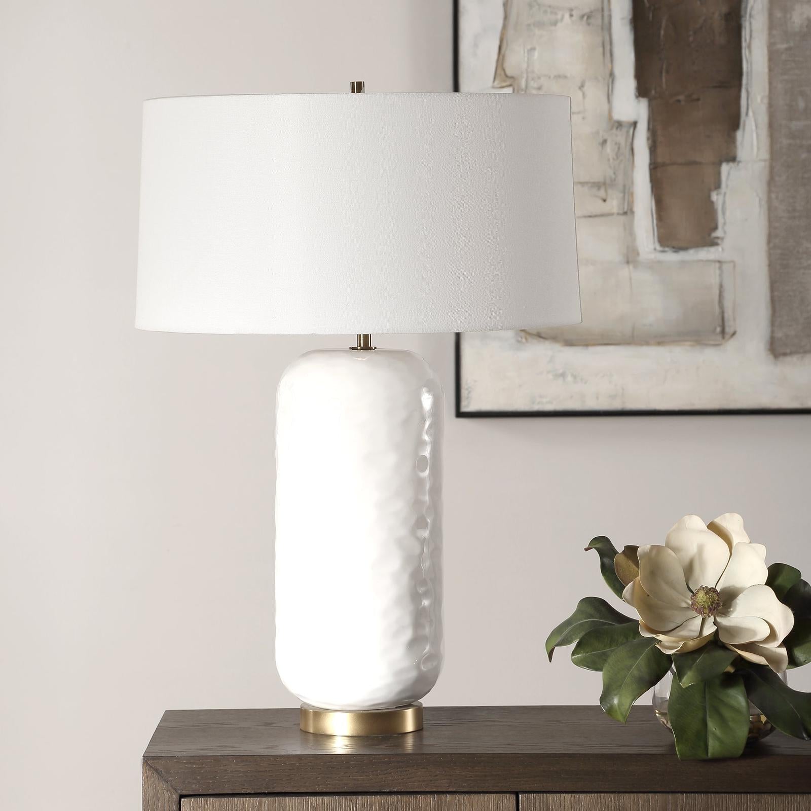 Uttermost Io White Glaze Table Lamp