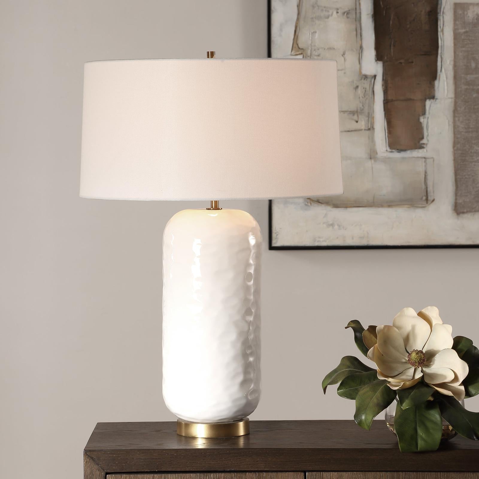 Uttermost Io White Glaze Table Lamp