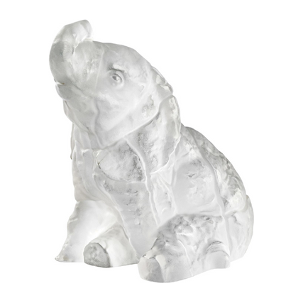 Lalique Clear Crystal Baby Elephant Sculpture