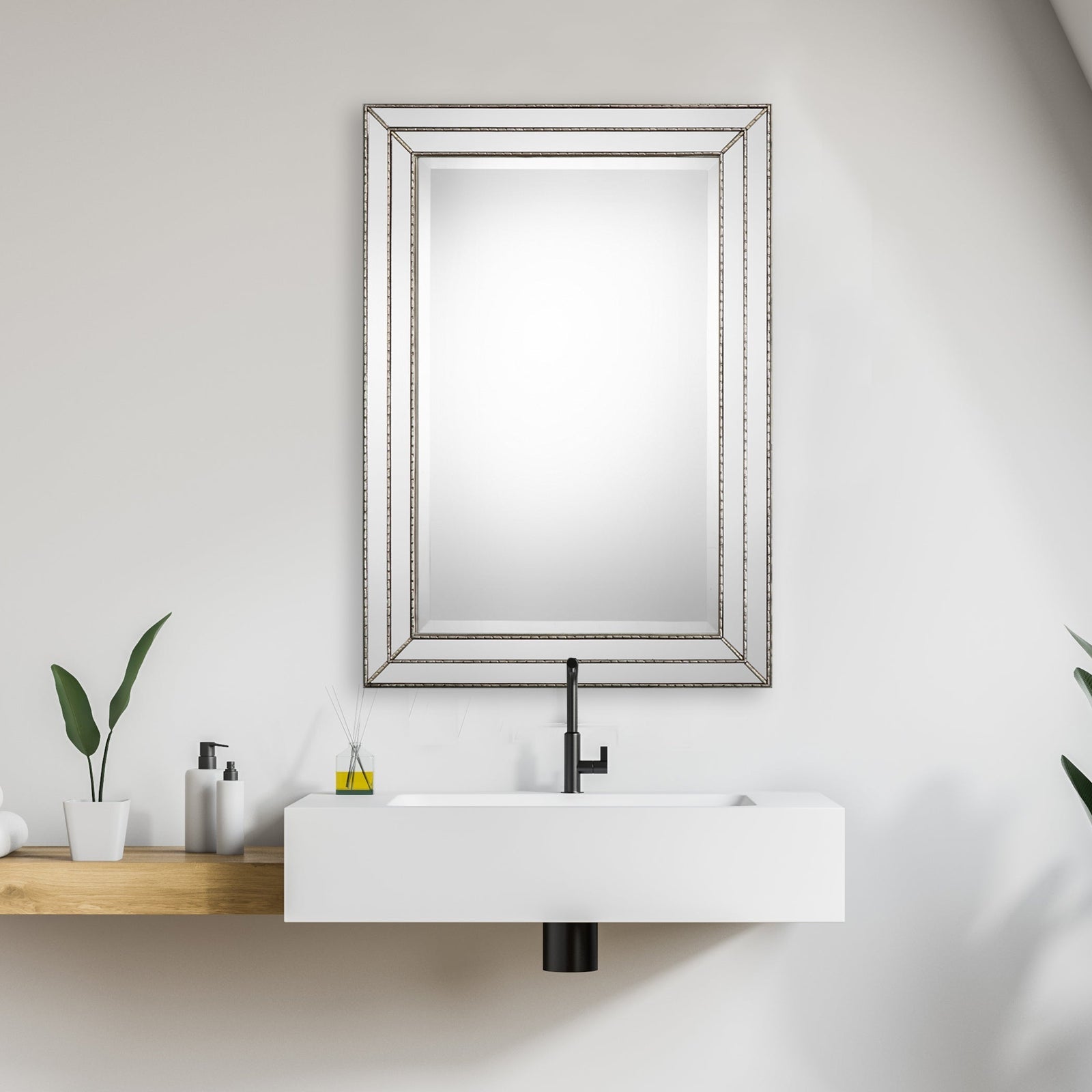 Modern Accents Grooved Inlay Mirror