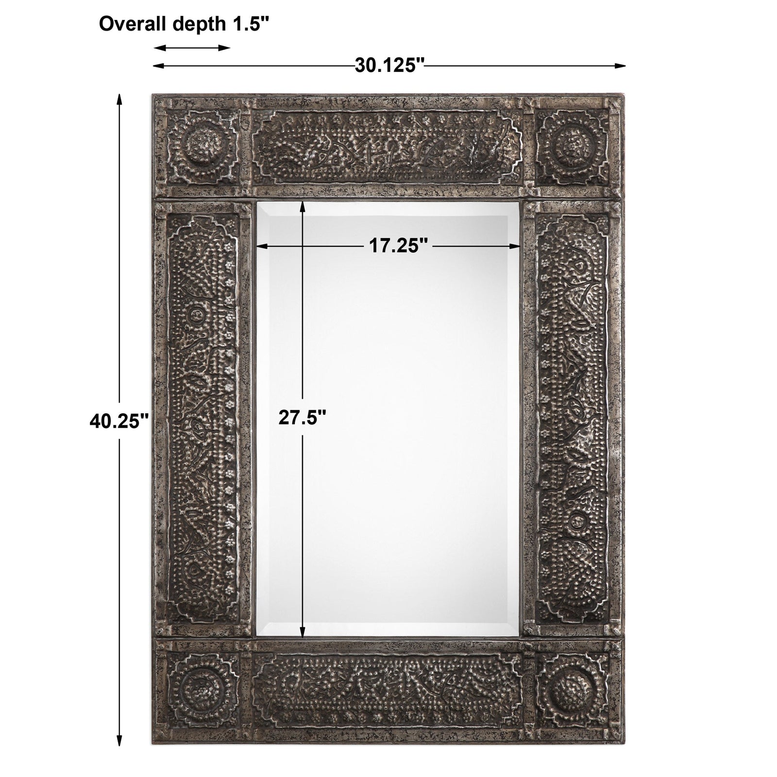 Modern Accents Embossed Metal Frame Mirror