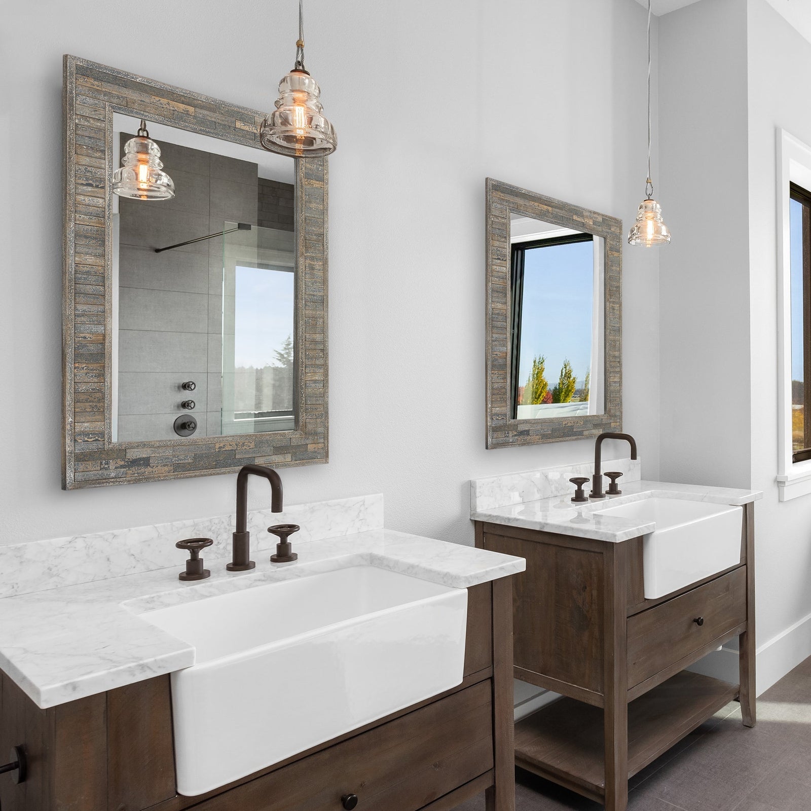 Modern Accents Aged Wood Frame Mirror