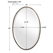 Modern Accents Narrow Oval Metal Frame Mirror