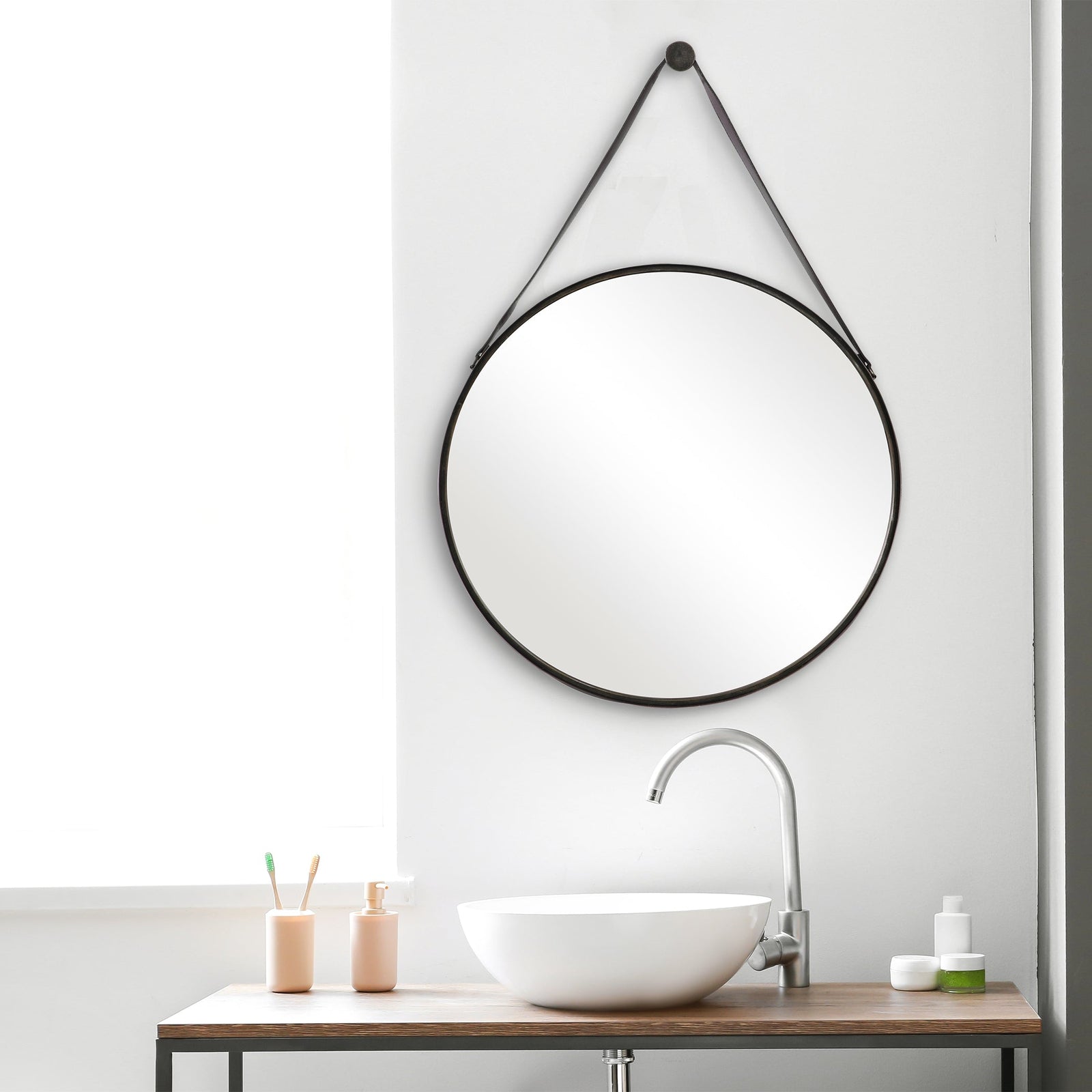 Modern Accents Round Hanging Mirror