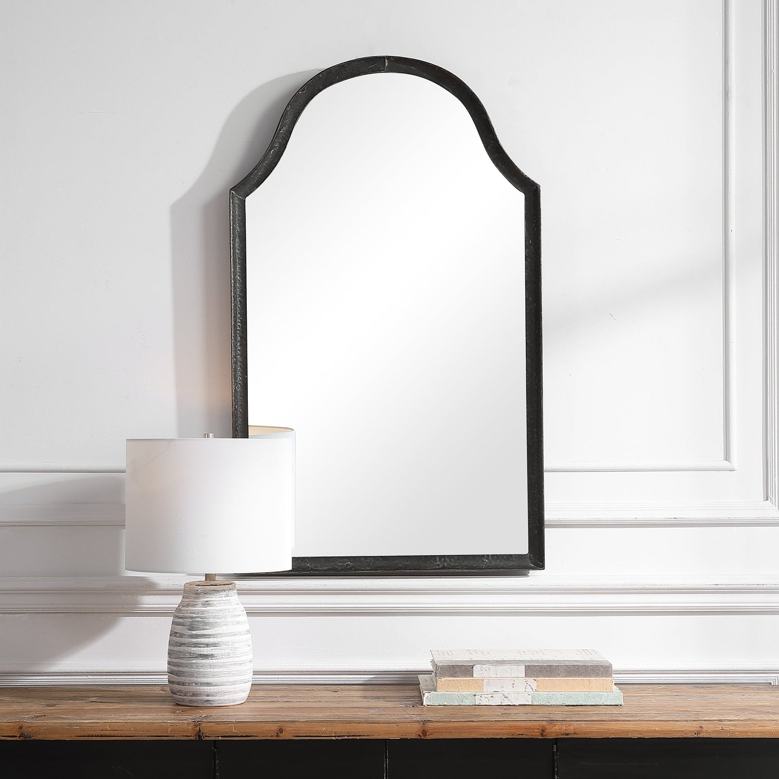 Modern Accents Hammered Metal Arched Mirror