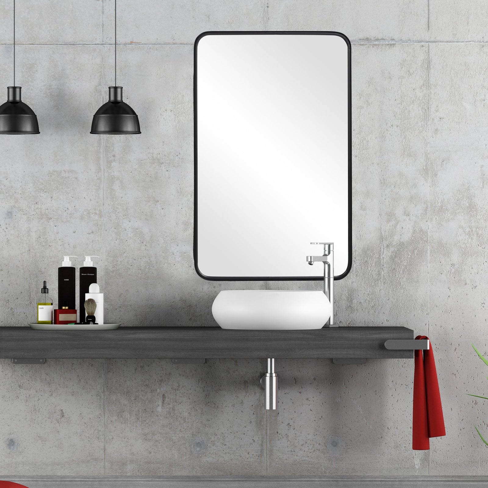 Modern Accents Metal Rounded Corners Mirror