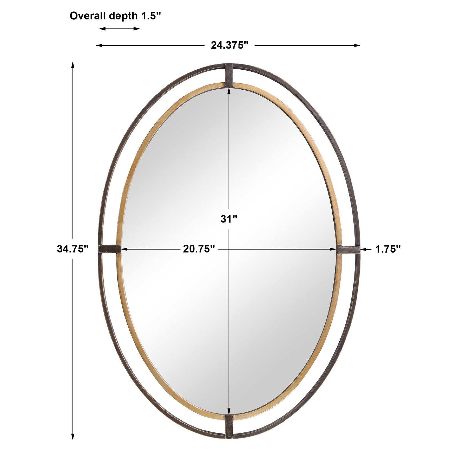 Modern Accents Oval Double Frame Mirror