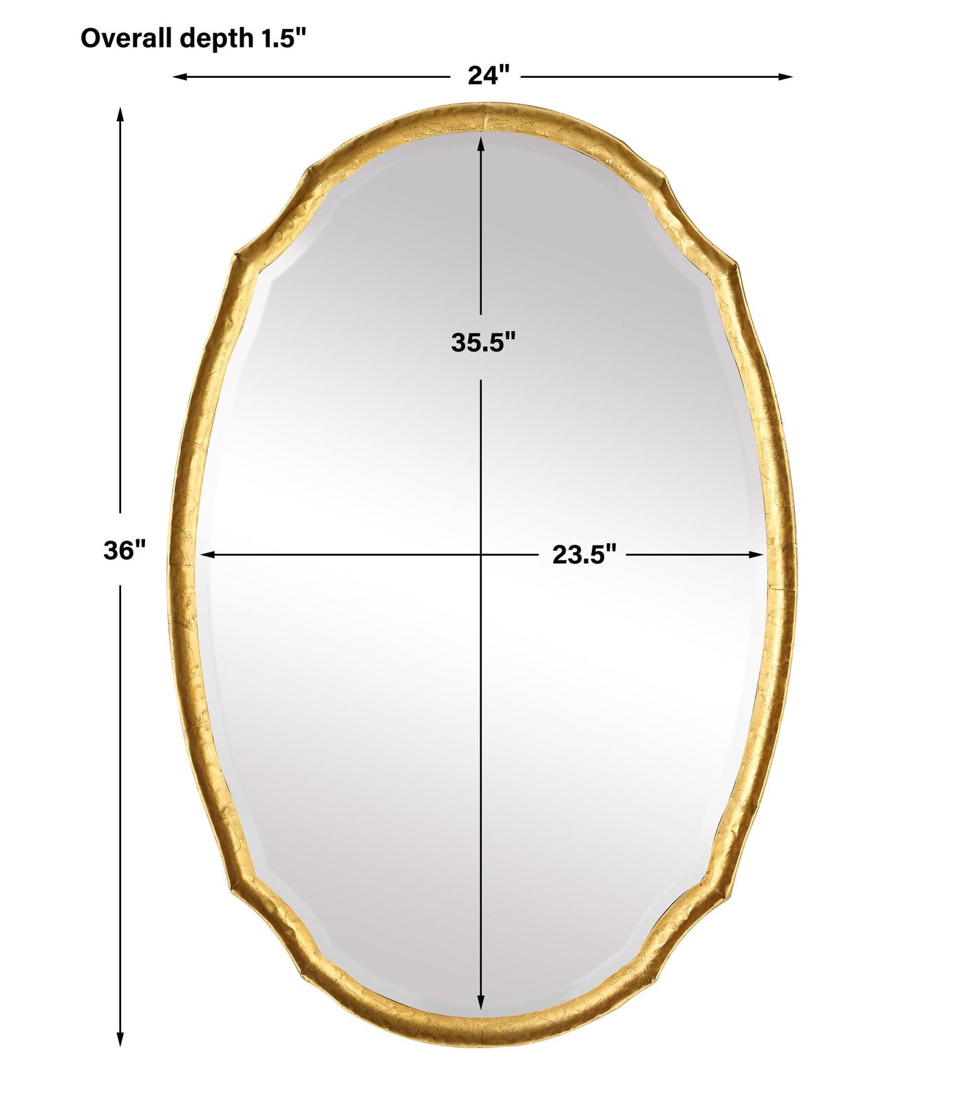 Modern Accents Oval Hammered Metal Mirror