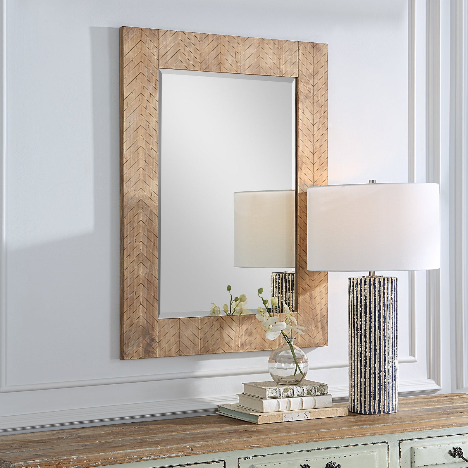 Modern Accents Wood Chevron Frame Mirror