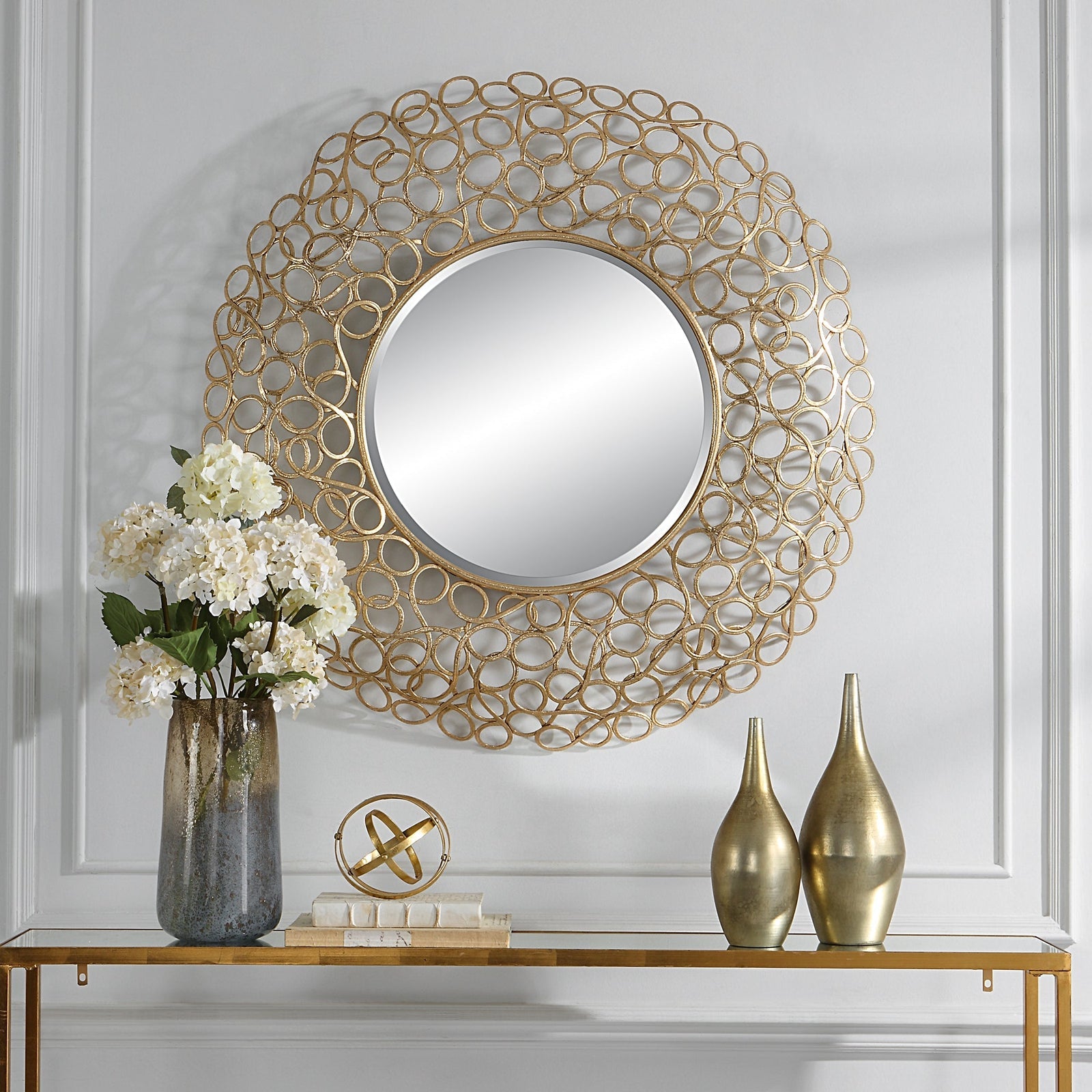 Uttermost Swirl Round Gold Mirror Clearance