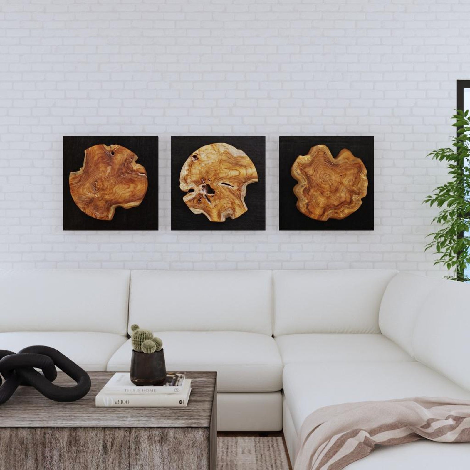 Uttermost Kolini Teak Wood Wall Decor - Set of 3
