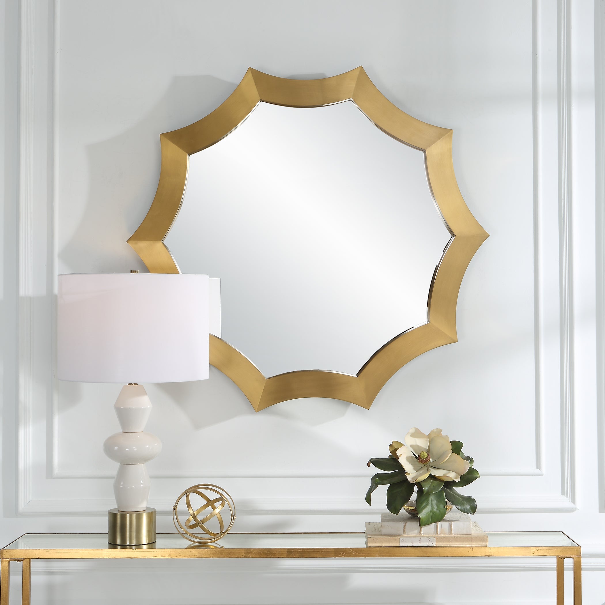 Uttermost Flare Brushed Brass Round Mirror Clearance