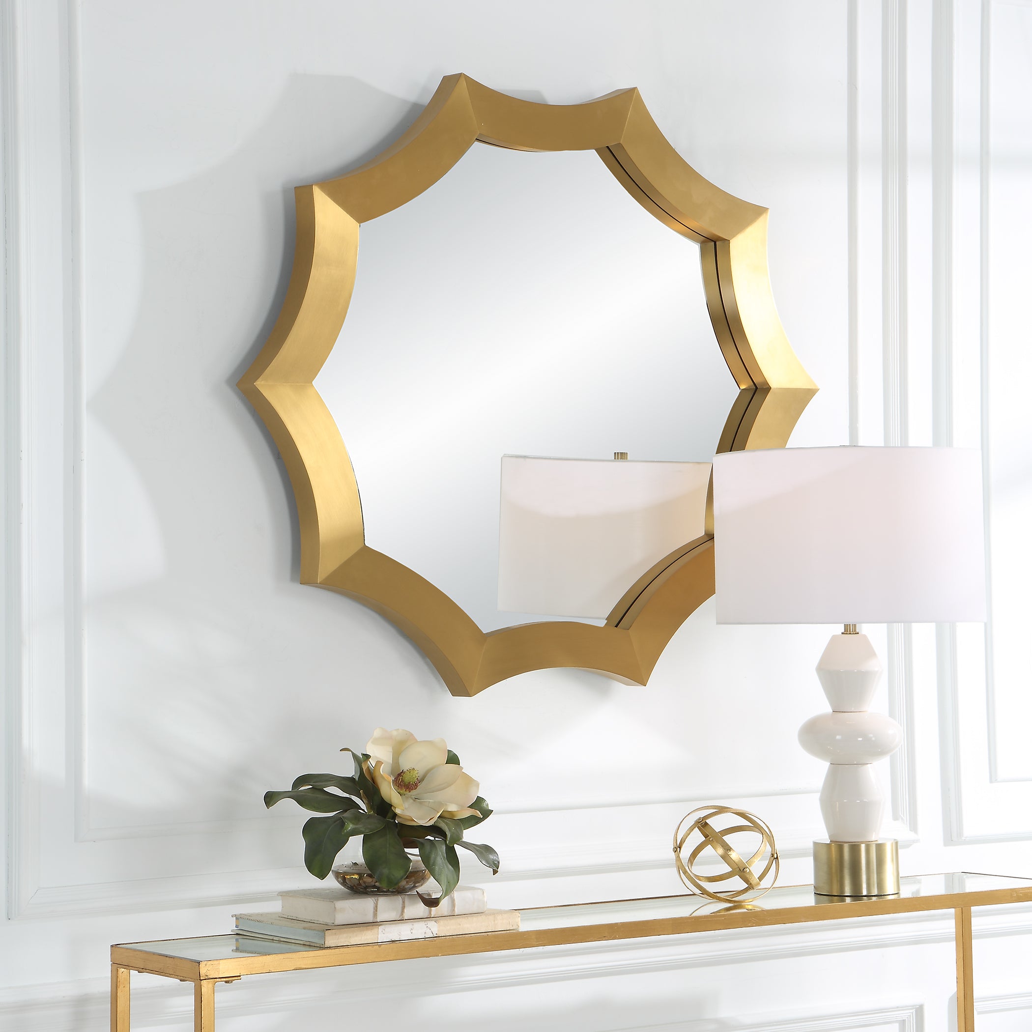 Uttermost Flare Brushed Brass Round Mirror Clearance