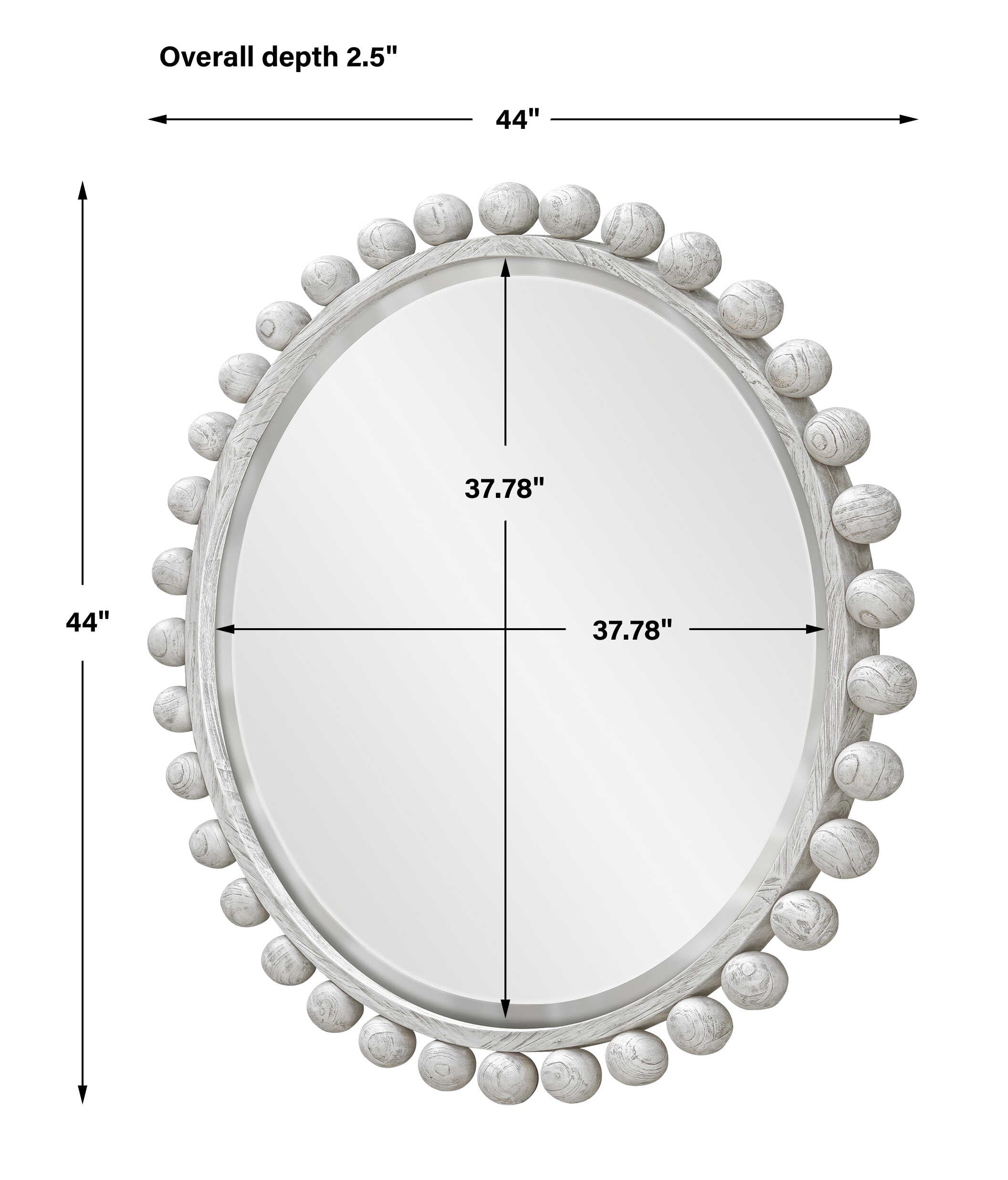 Uttermost Cyra Wood Round Mirror, Aged Ivory