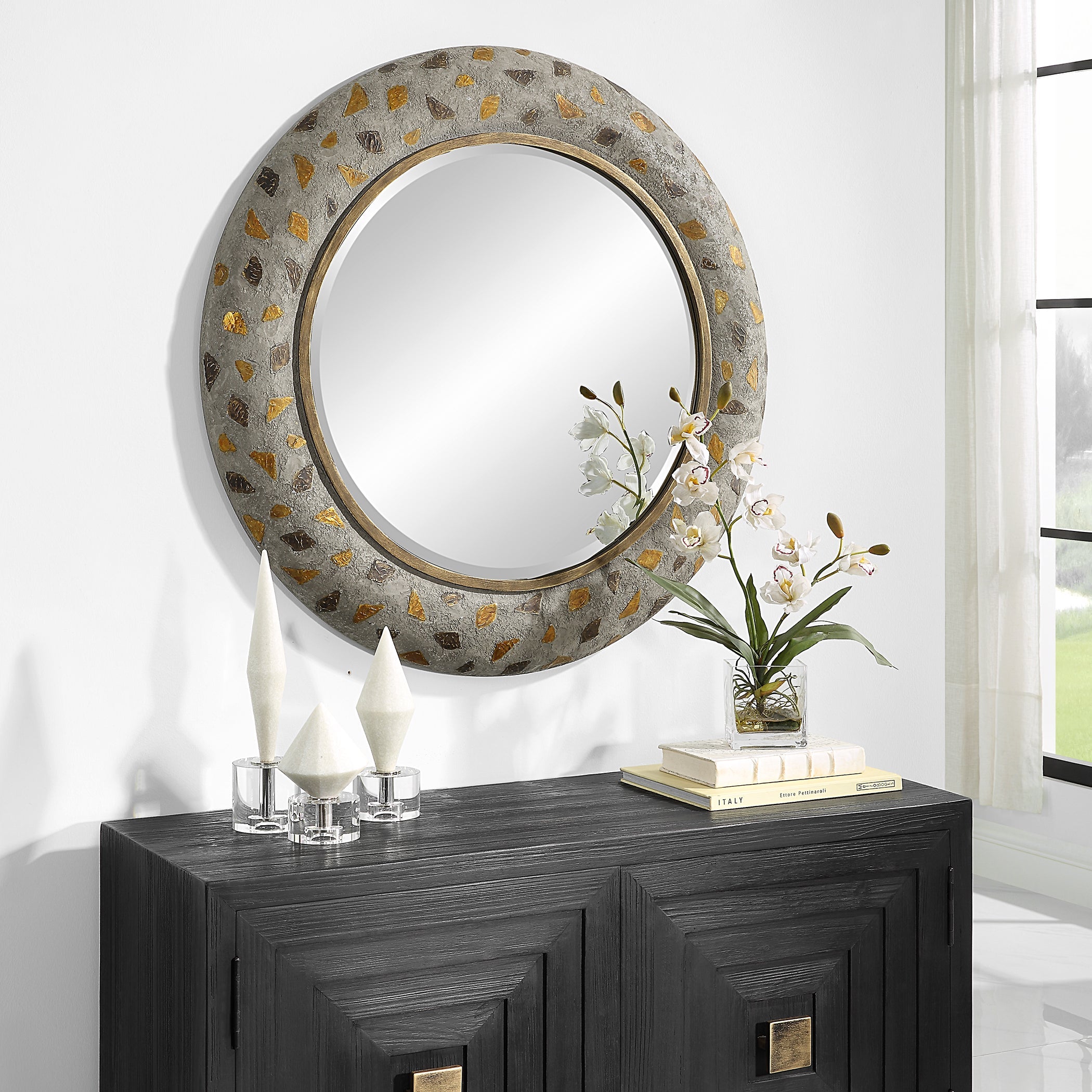 Uttermost Copper Terrazzo Round Mirror Clearance