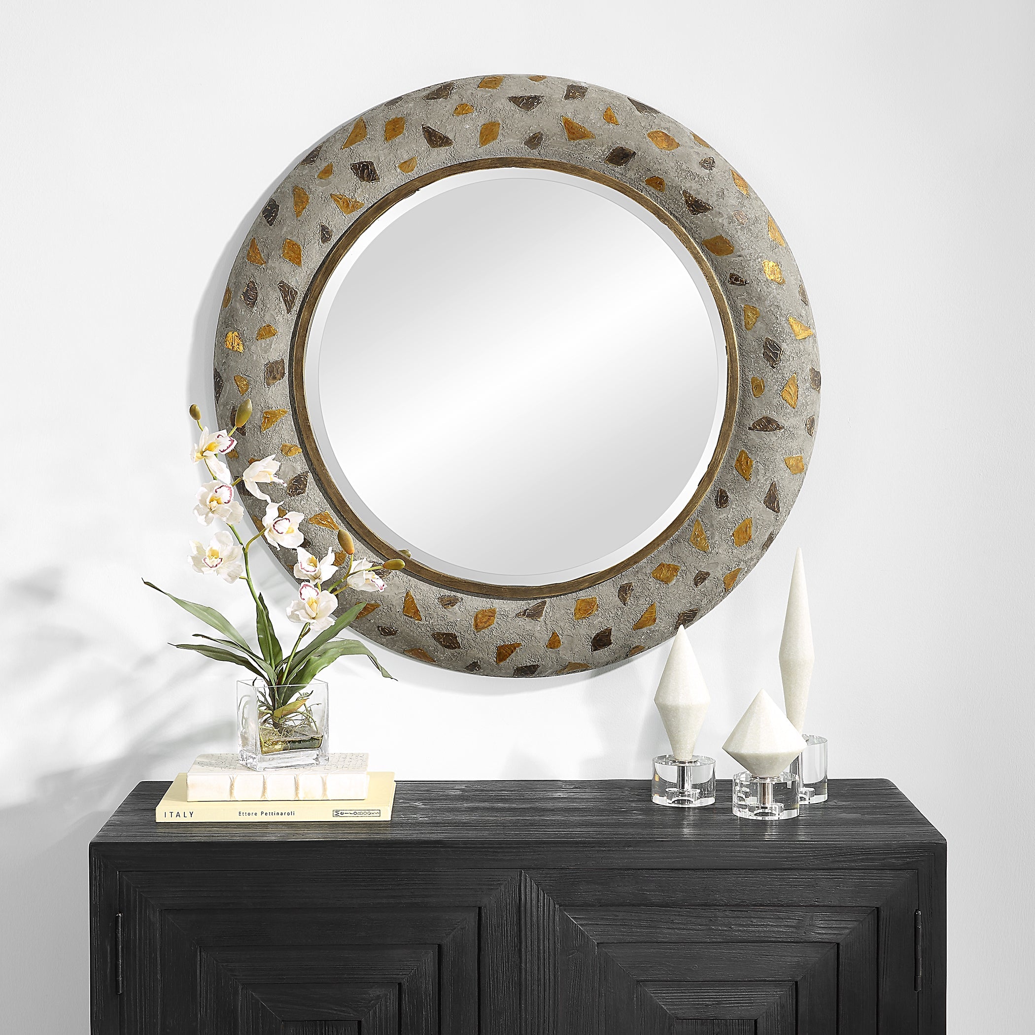 Uttermost Copper Terrazzo Round Mirror Clearance