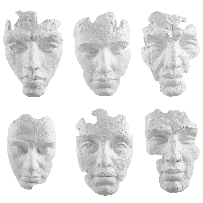 Uttermost Self-Portrait White Mask Wall Décor - Set of 6
