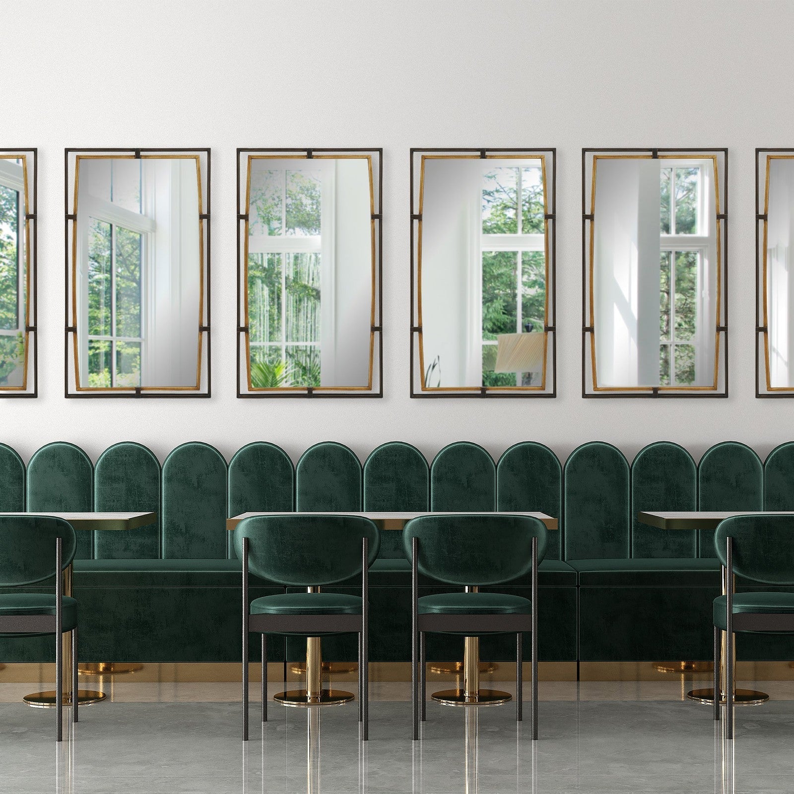 Modern Accents Rectangular Dual Metal Framed Mirror