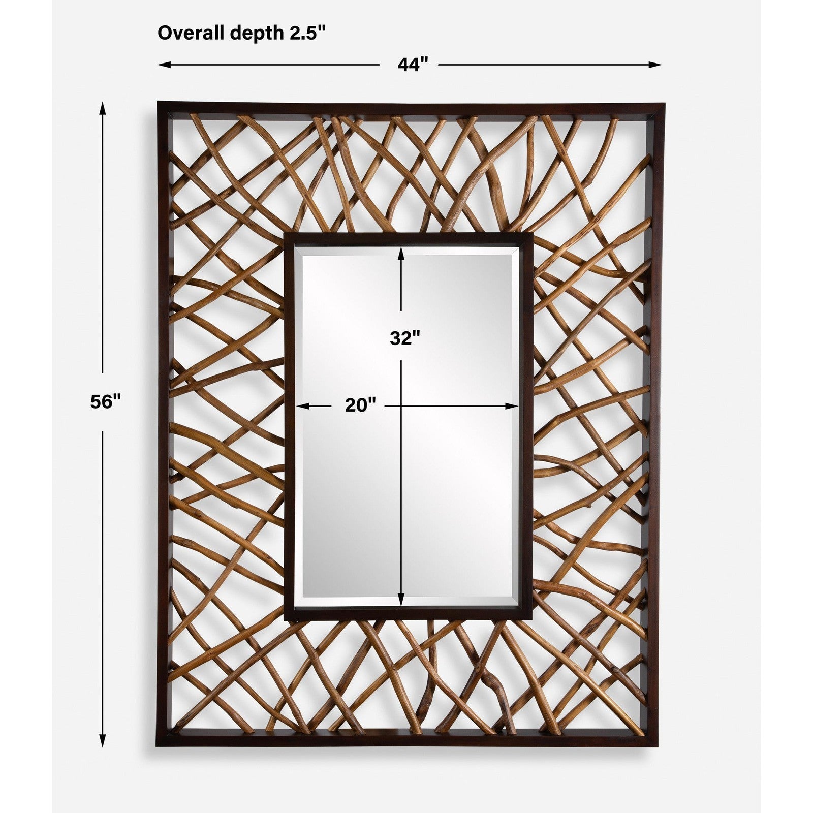 Uttermost Teak Maze Rectangle Mirror
