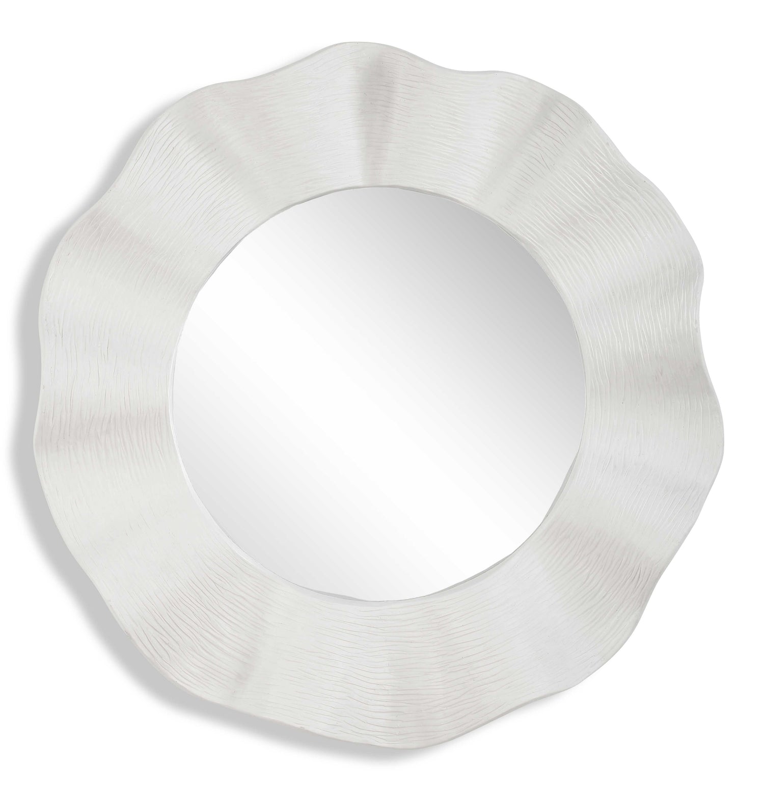 Uttermost Wave Length Round White Mirror