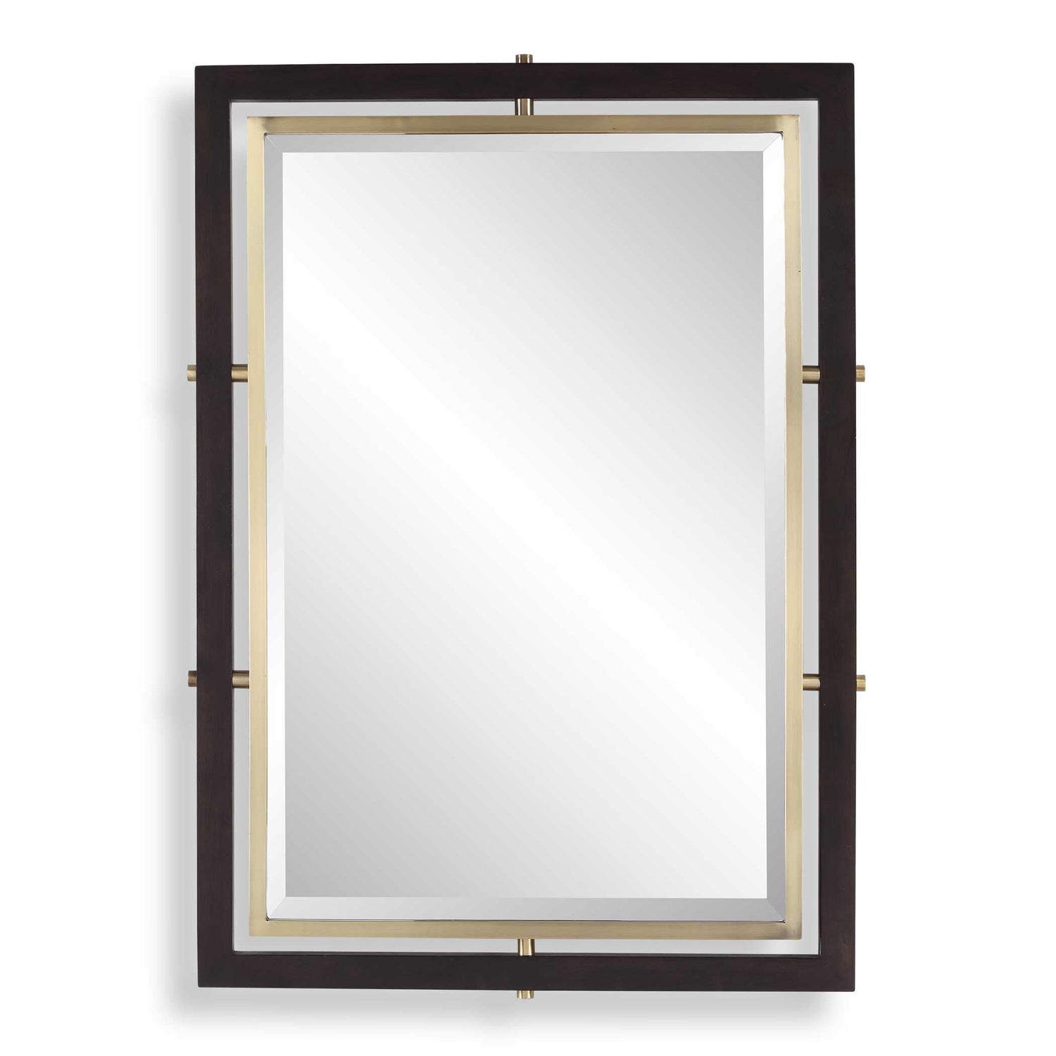 Uttermost Bach Walnut & Brass Rectangle Mirror