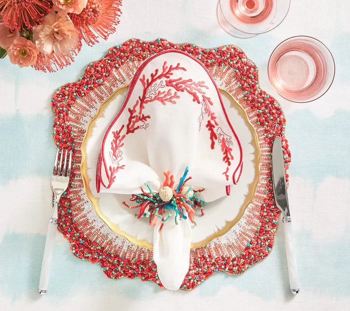 Kim Seybert Coral Spray Napkin Rings, Set of 4