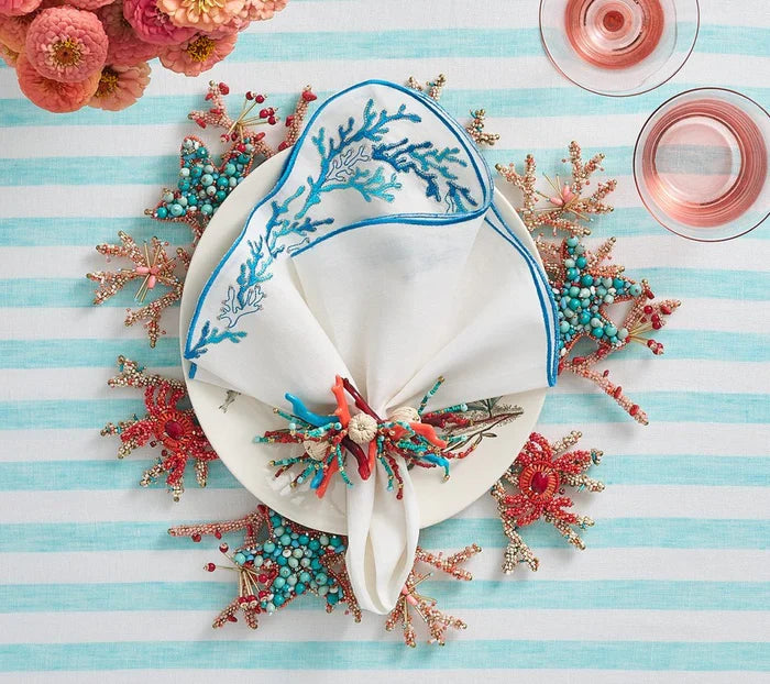 Kim Seybert Coral Spray Napkin Rings, Set of 4