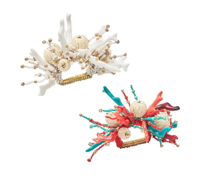 Kim Seybert Coral Spray Napkin Rings, Set of 4