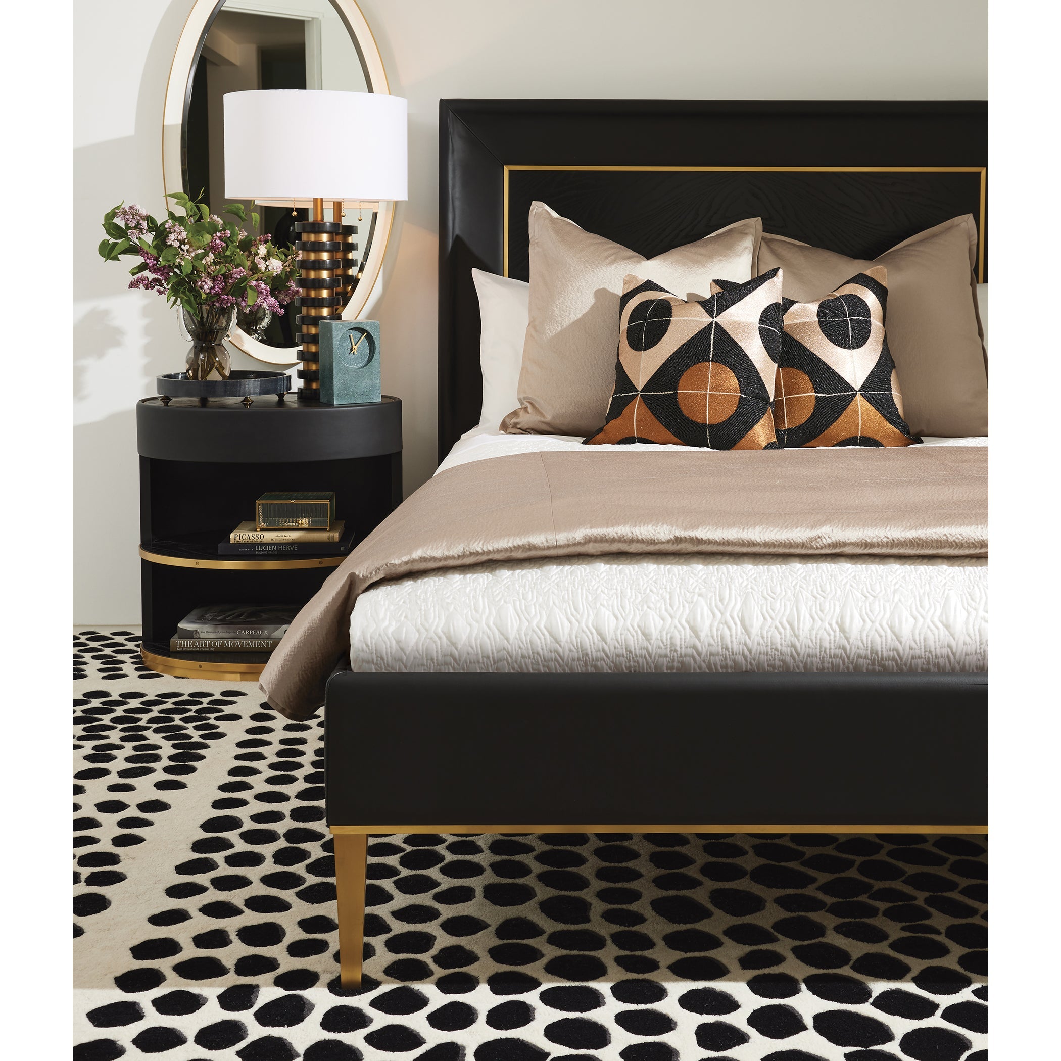 Global Views Ellipse Black Bedside Cabinet