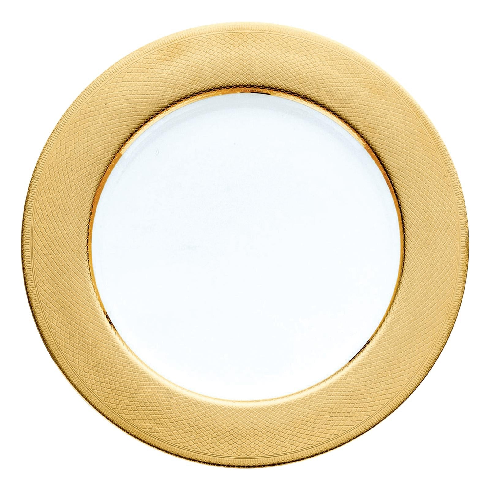 Christofle Guilloché Porcelain Underplate 30 Cm Gilded Porcelain Charger