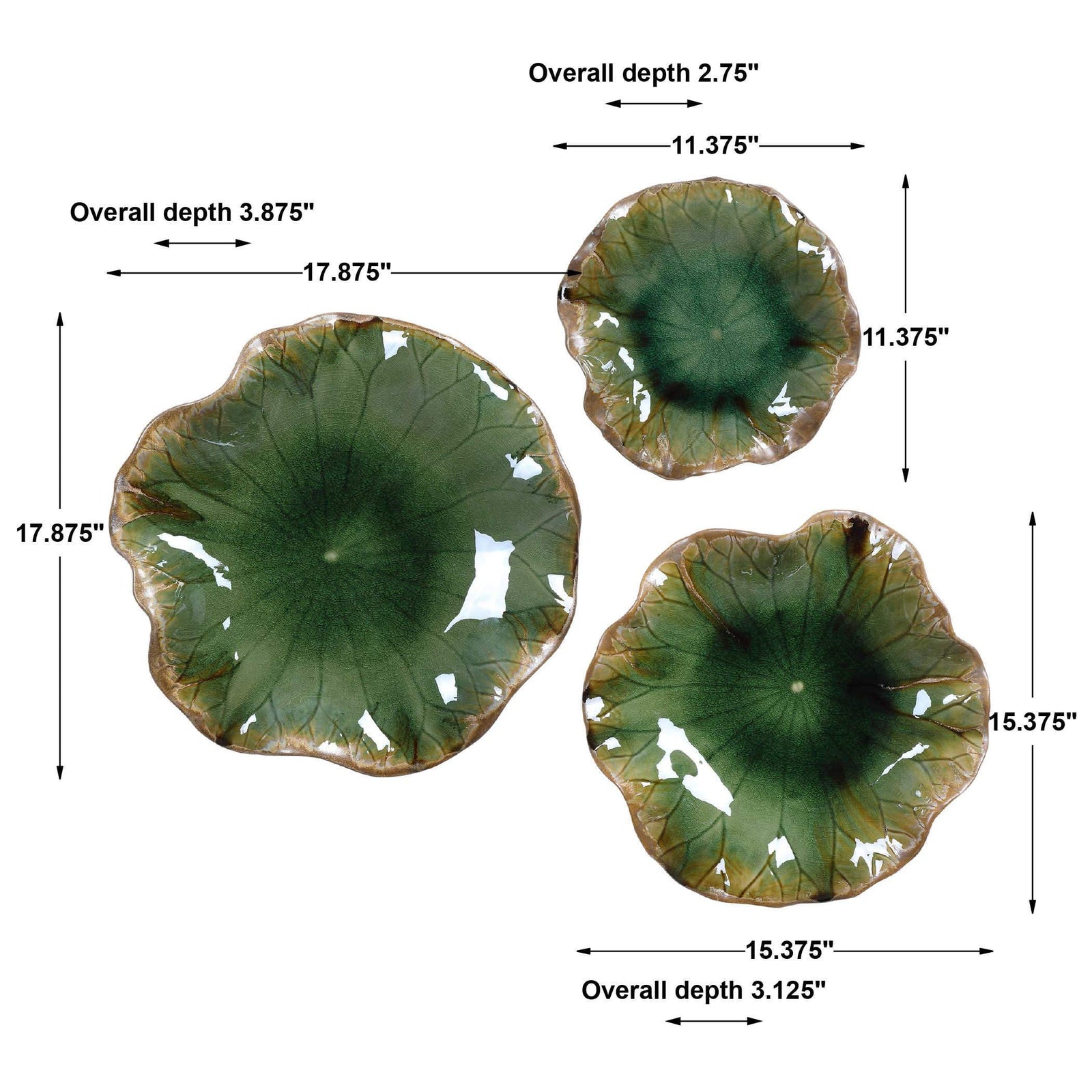 Uttermost Abella Ceramic Wall Decor - Set of 3