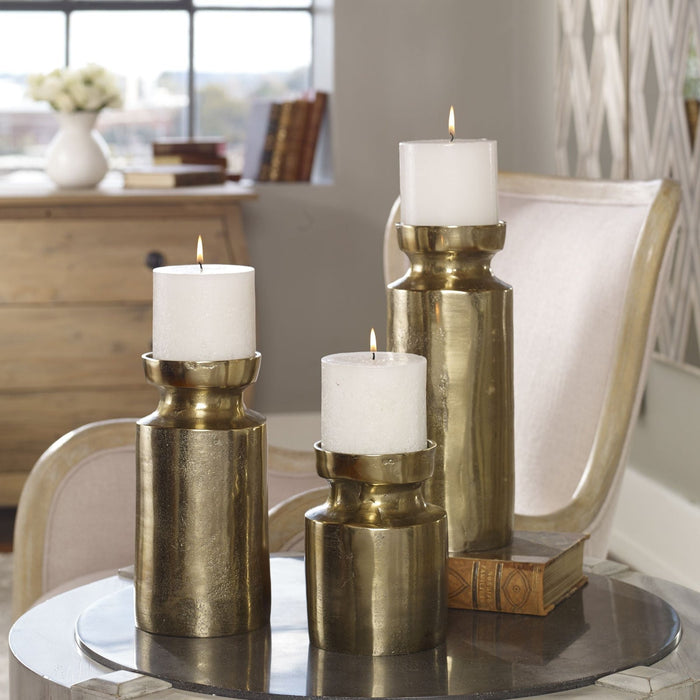 Uttermost Amina Antique Brass Candleholders - Set of 3