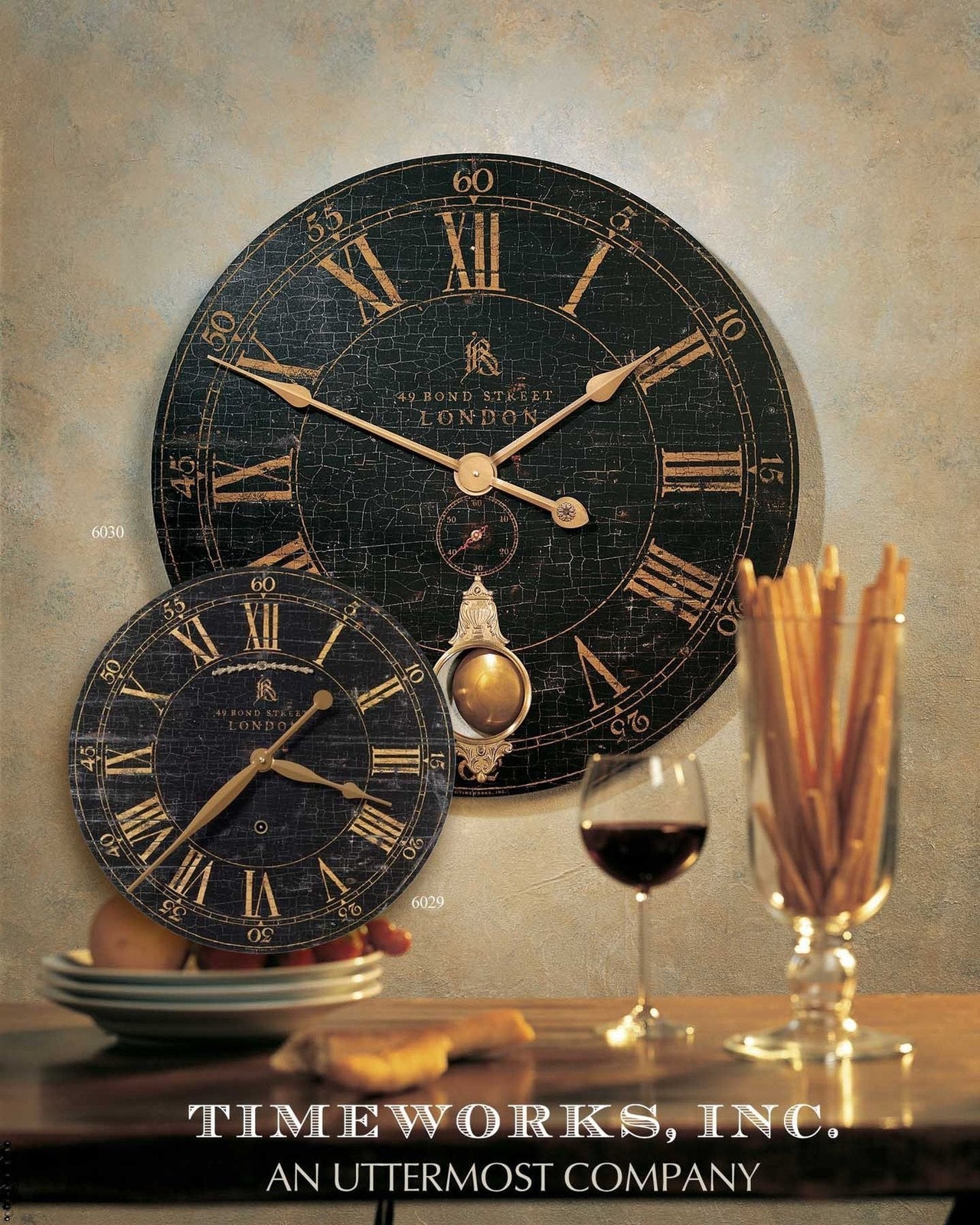 Uttermost Bond Street Black Wall Clock