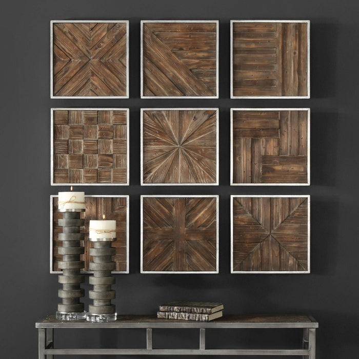 Uttermost Bryndle Rustic Wooden Squares - Set of 9