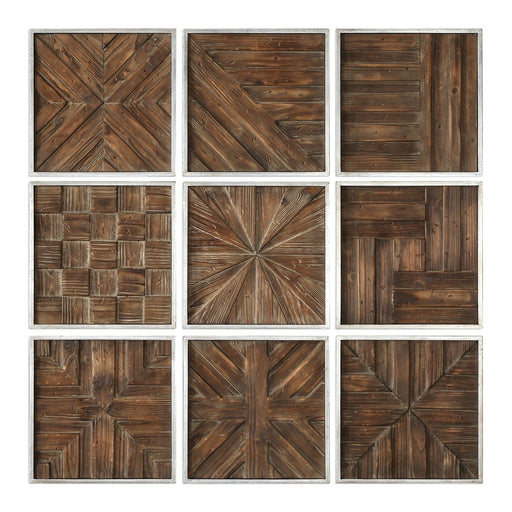 Uttermost Bryndle Rustic Wooden Squares - Set of 9
