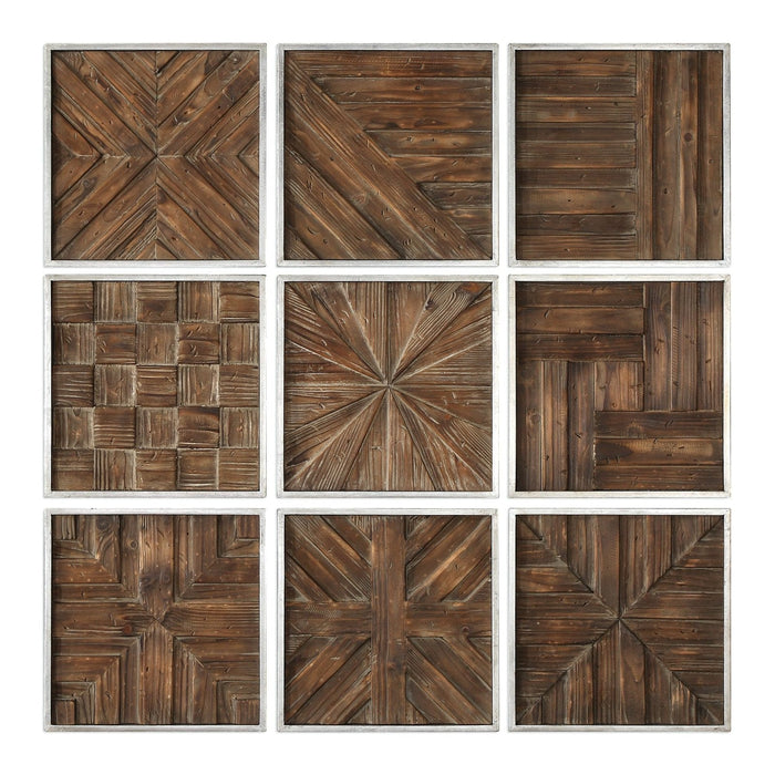 Uttermost Bryndle Rustic Wooden Squares - Set of 9