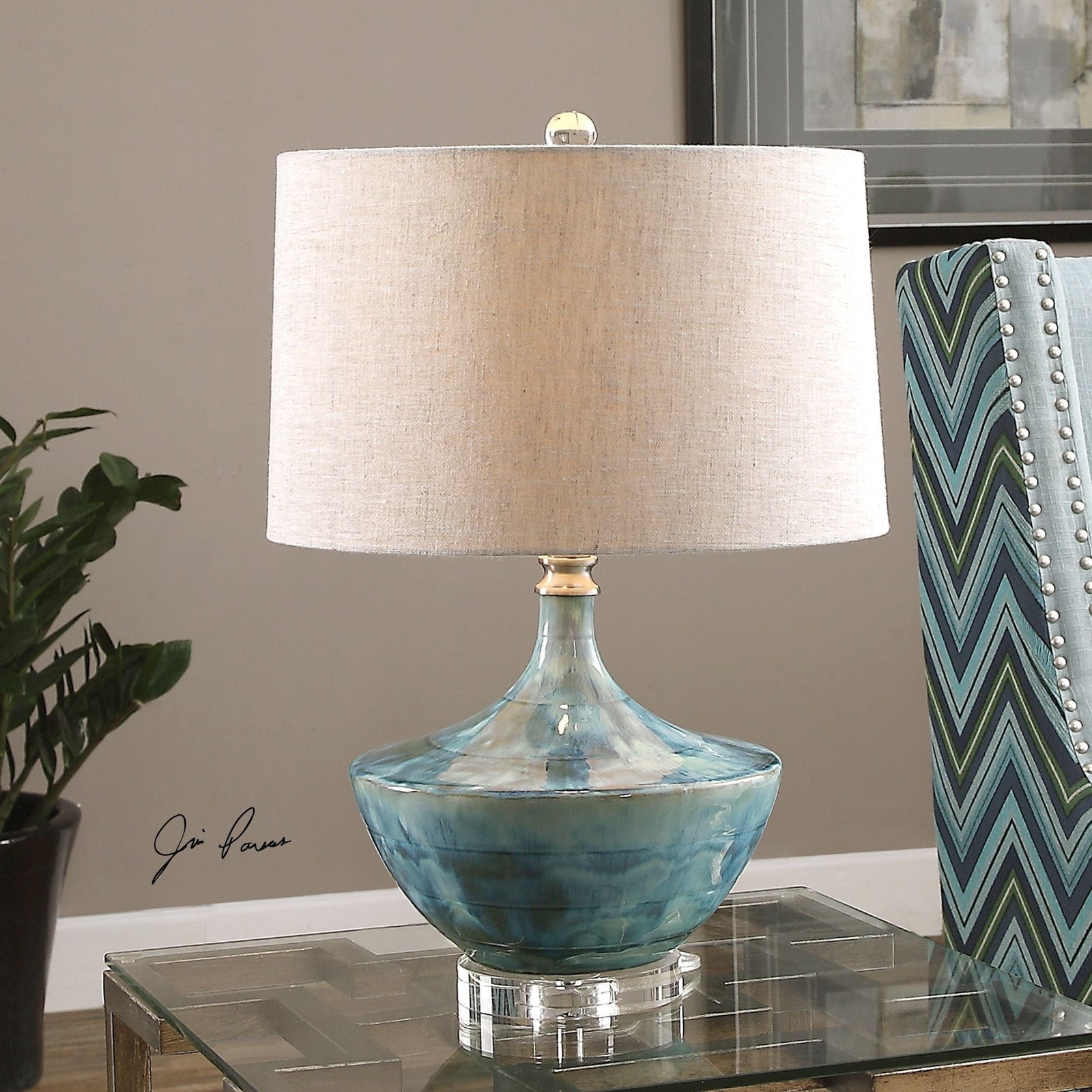 Uttermost Chasida Blue Ceramic Lamp