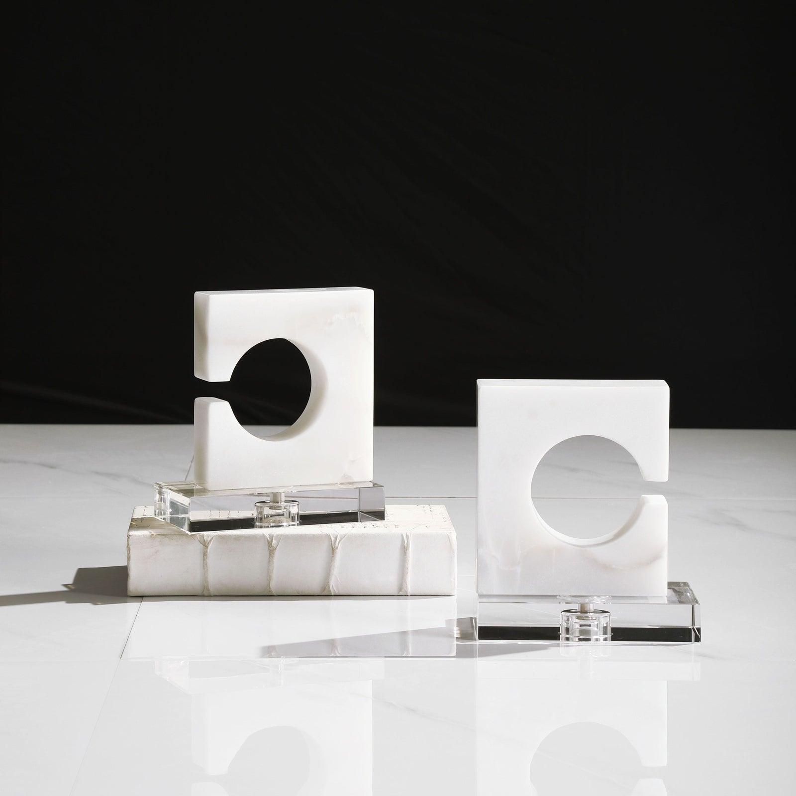 Uttermost Clarin White & Gray Bookends - Set of 2