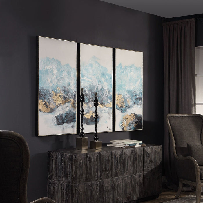 Uttermost Crashing Waves Abstract Art - Set of 3
