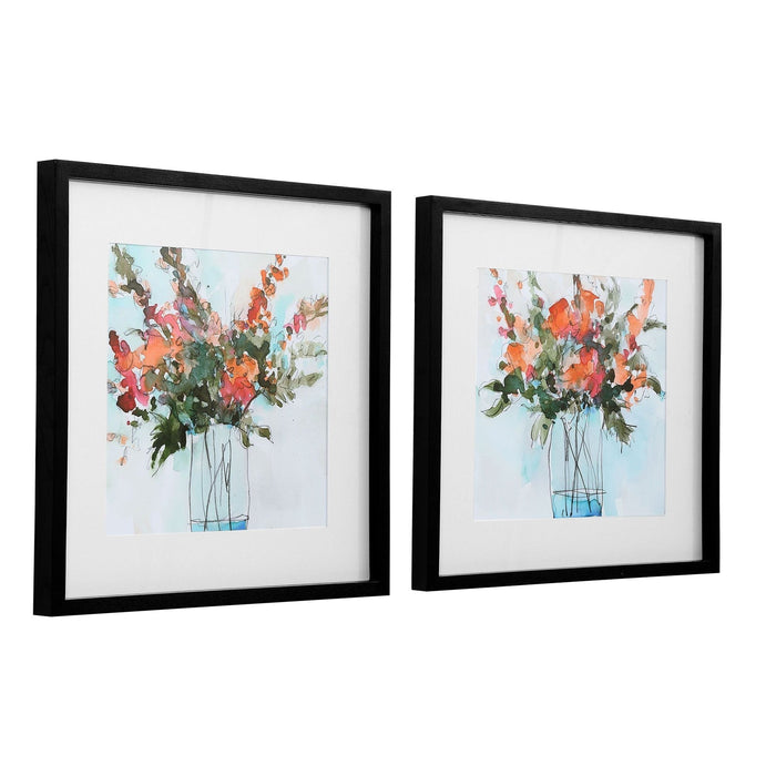 Uttermost Fresh Flowers Watercolor Prints - Set of 2
