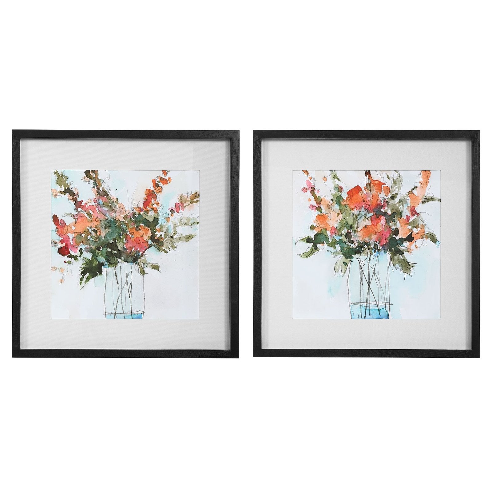 Uttermost Fresh Flowers Watercolor Prints - Set of 2