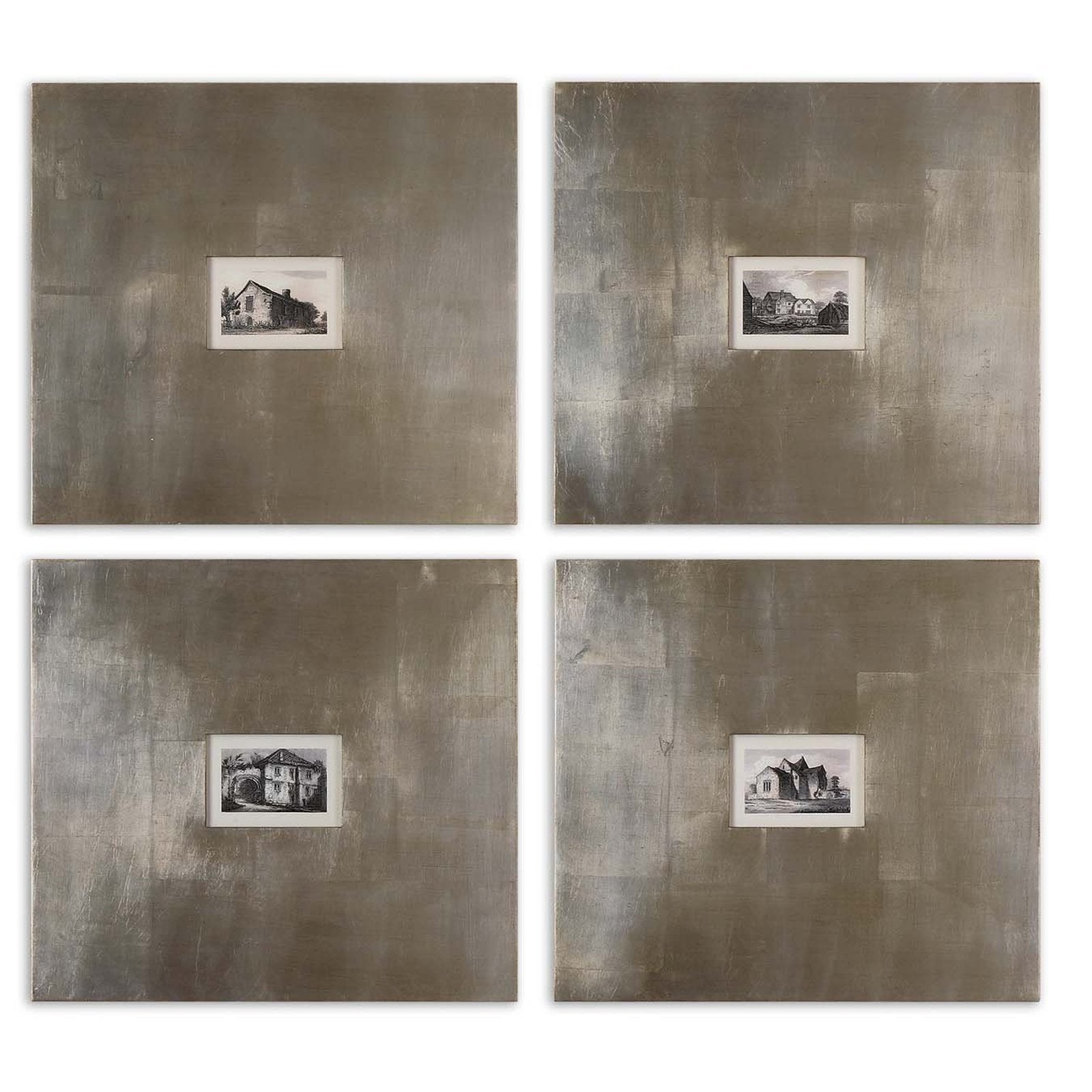 Uttermost Historical Buildings Framed Art - Set of 4