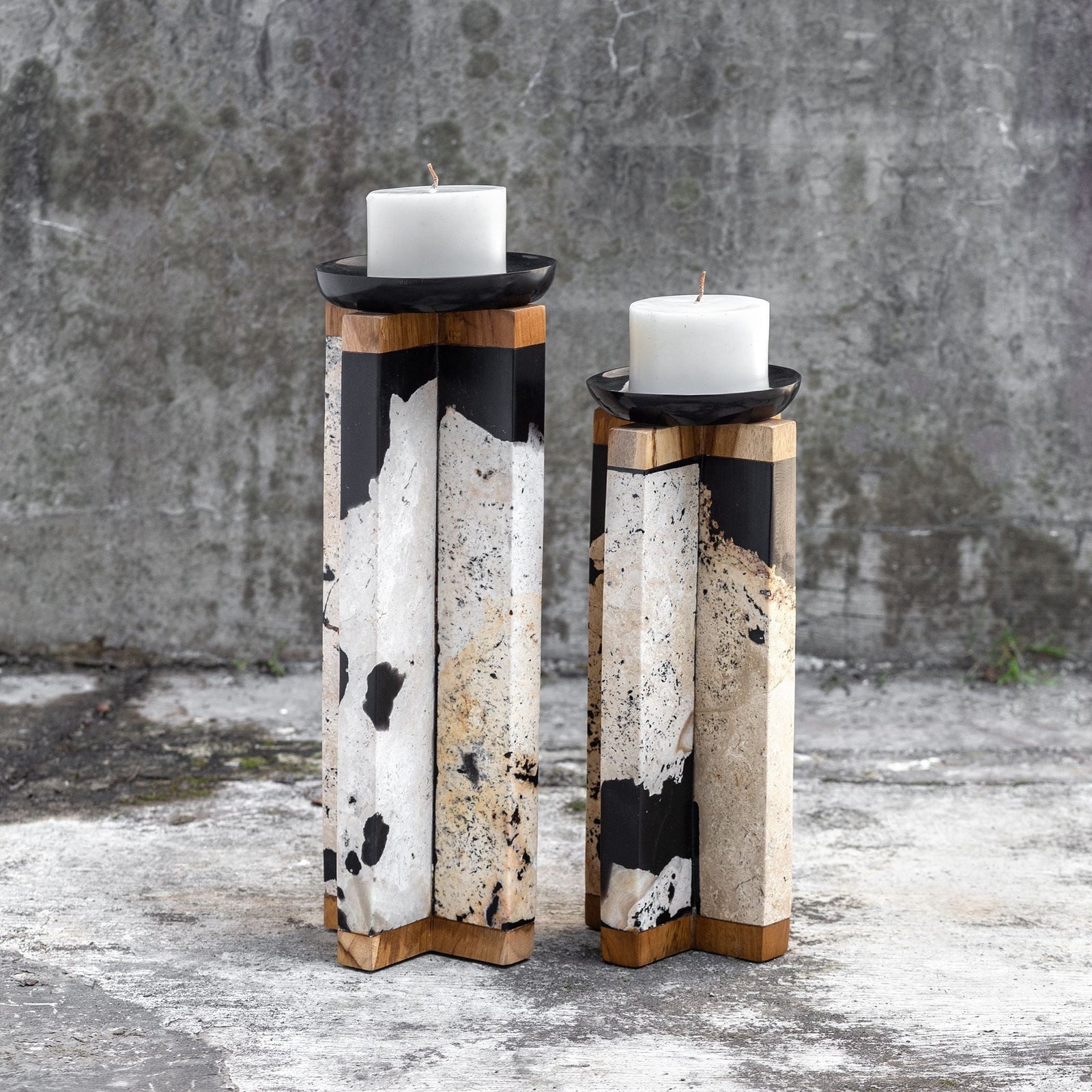 Uttermost Illini Stone Candleholders - Set of 2